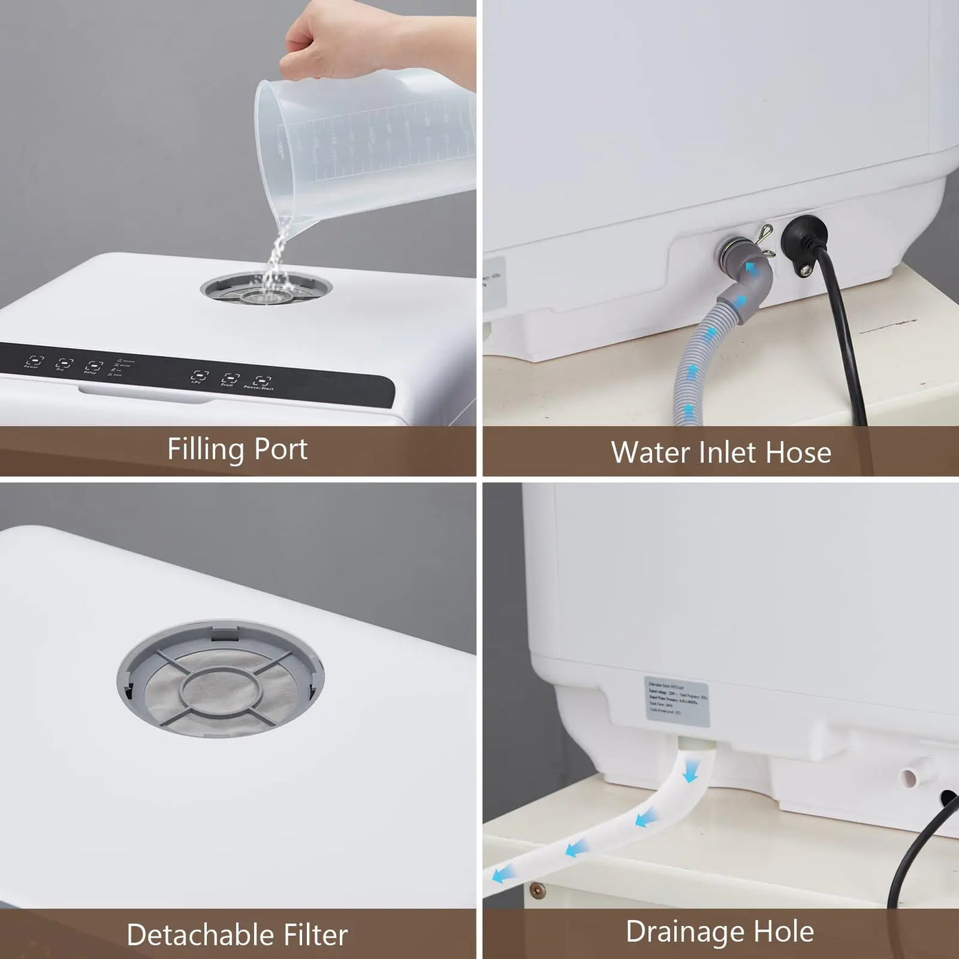 Portable Dishwasher Countertop Dishwasher with 5L Built-in Water Tank,Compact Dishwasher 360° Range Cleaning,Mini Dishwasher