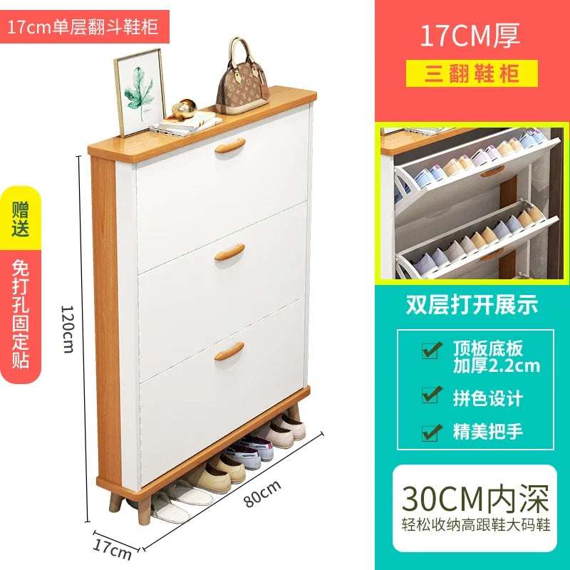 Ultra-Thin Shoe Cabinet Home Doorway Home Tilting Entrance Cabinet Shoe Rack