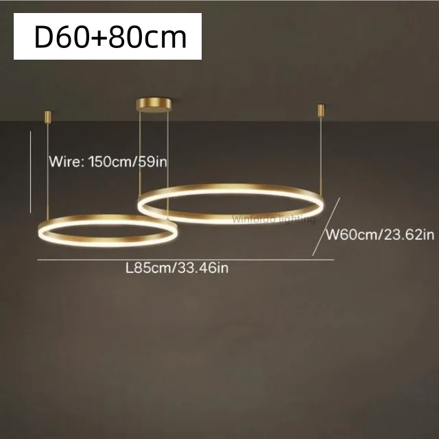 Gold Ring LED Hanging Lamp Acrylic Chandelier Modern Minimalist Style Pendant Light for Home Living Room Restaurant Decoration