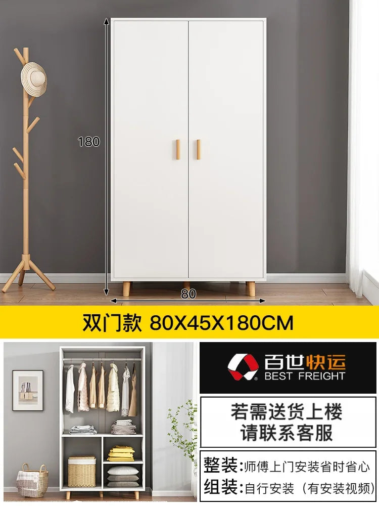 Two Door Wood Wardrobes Waterproof Organizer Heavy Duty Clothes Wardrobes Korean Style Szafki Do Salonu Nordic Furniture Bedroom