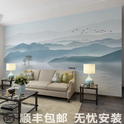 Customized products New Chinese 3D ink painting landscape painting living room TV background mural modern decorative wallpaper