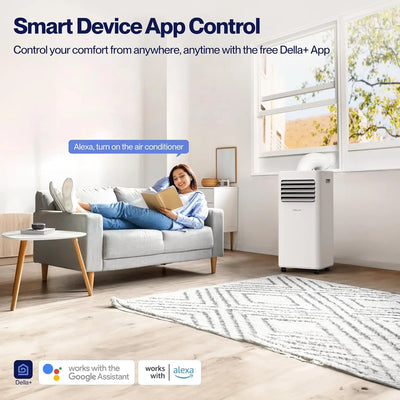 10,000 BTU Smart Portable Air Conditioner Cools Up To 450 Sq. Ft, Work with Alexa and WiFi, Geo Fencing, Dehumidifier & Fa