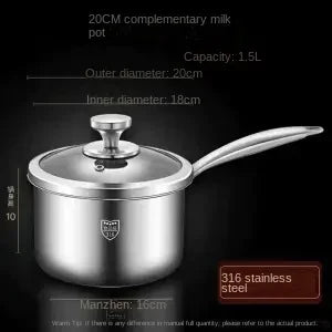 New 316 stainless steel soup pot with steamer for baby food cooking and milk boiling Soup and stock pot