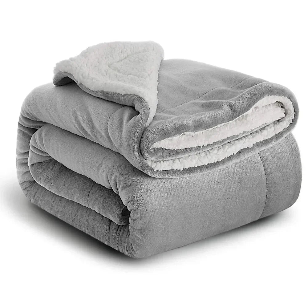 Large Sherpa Fleece Blanket Double Thick Soft Warm Bed Sofa Throw Blanket Double King Size Winter Warm Blankets