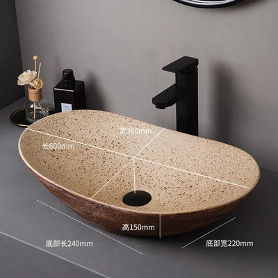 Medieval style platform basin ceramic art bathroom washing creative washbasin household washsink single