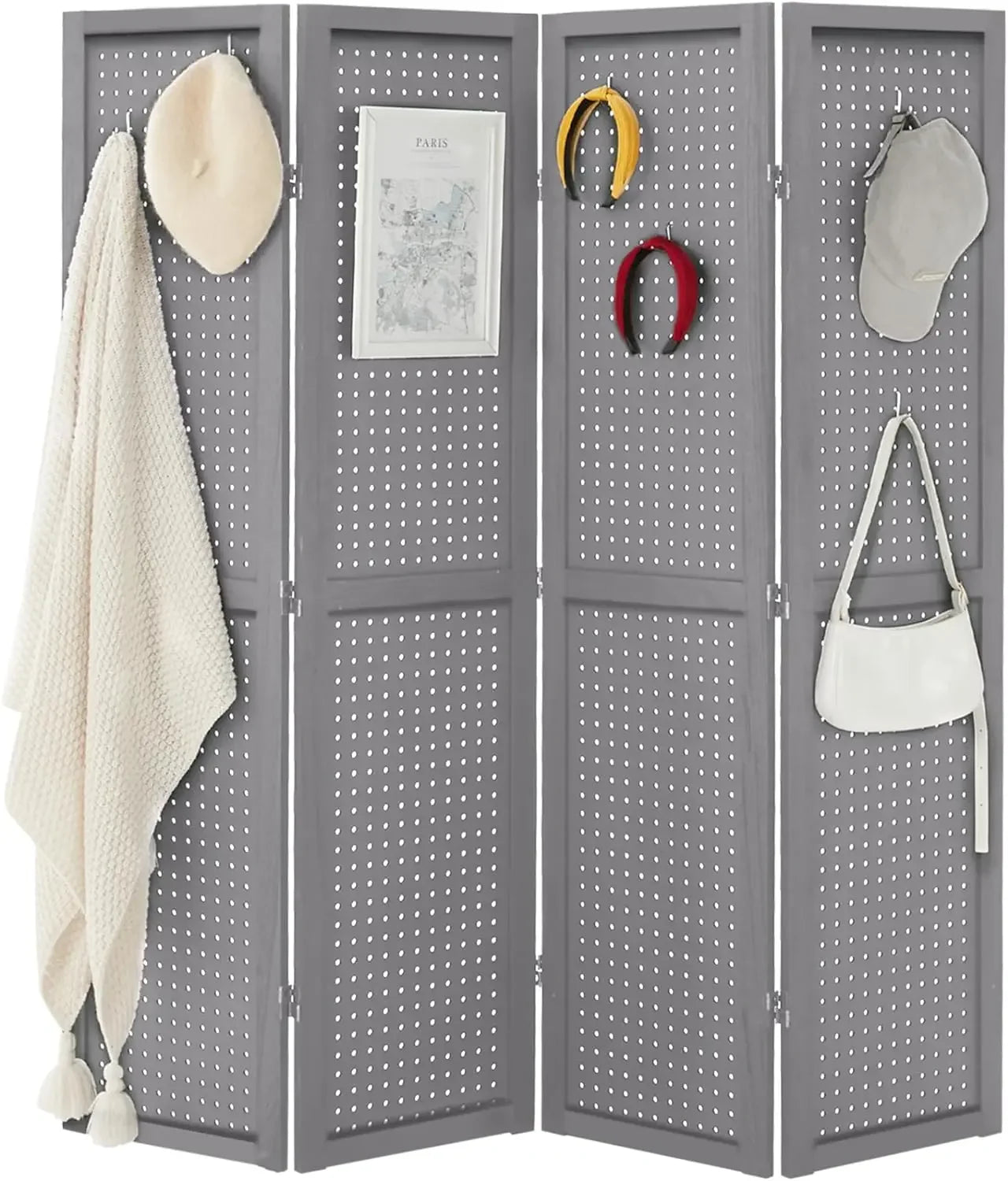 Panel Pegboard Display 5 Ft Folding Privacy Screen Wood Room Divider Portable Freestanding No Assemble Required.free Shipping