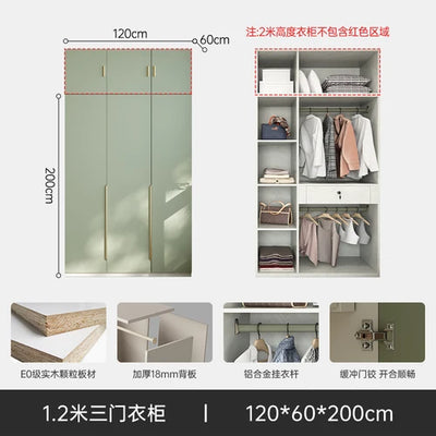 Green Wooden Wardrobe Storage Hanging Large Portable Organizer Wardrobe Bedroom Multifunction Kleiderschrank Room Furniture