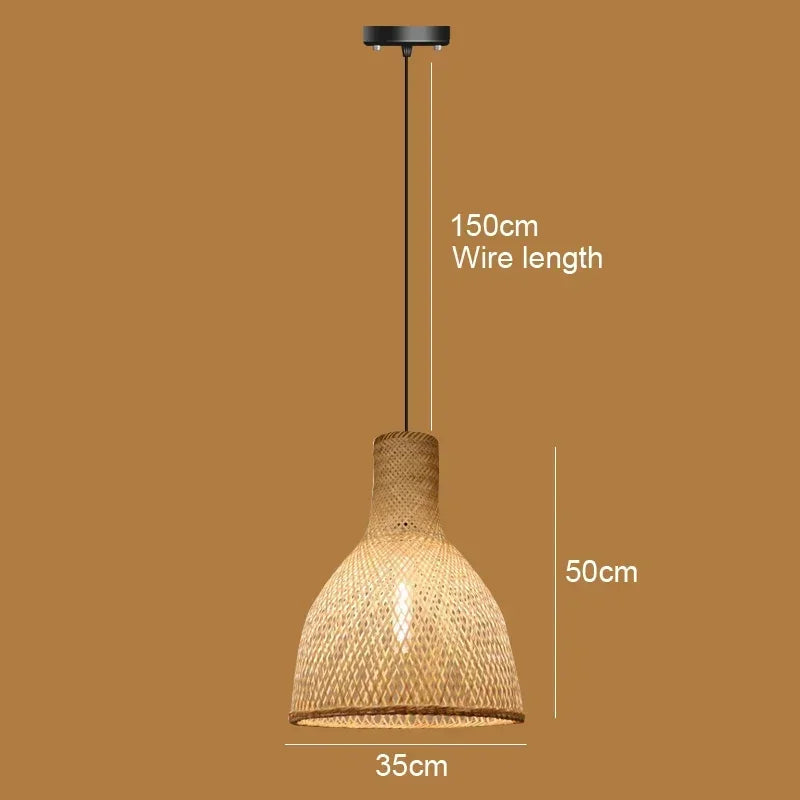 Big Size Bamboo Pendant Lamp Natural Rattan Chandeliers E27 Hand-knitting Café Restaurant Living Room Decor Hanging Lamp Indoor