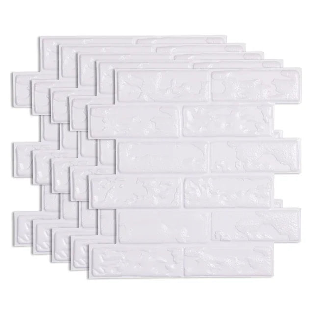 12pcs 3D Brick Wall Sticker Self-Adhesive PVC Wallpaper Waterproof Kitchen DIY Home Decor