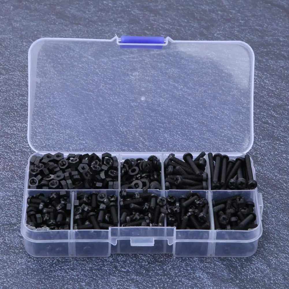 M3 Male-Female Nylon Screw Nut Spacer Standoff Combination Assortment Kit Fasteners Hardware Accessories, 800pcs (Black)