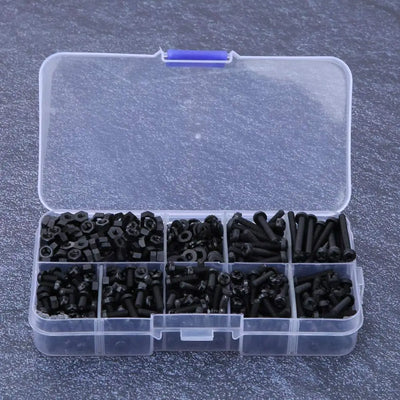 M3 Male-Female Nylon Screw Nut Spacer Standoff Combination Assortment Kit Fasteners Hardware Accessories, 800pcs (Black)