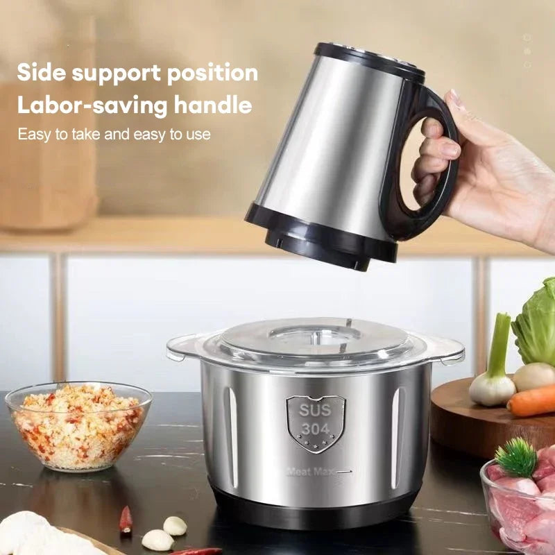 Electric Meat Mincer Grinder 5L Stainless Steel Chopper Food Processor Garlic Mud Maker Blender Large Capacity Kitchen Utensils