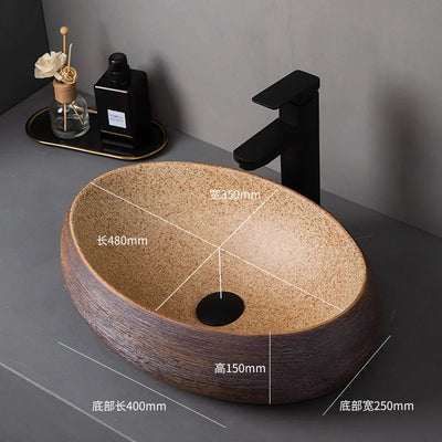 Medieval style platform basin ceramic art bathroom washing creative washbasin household washsink single