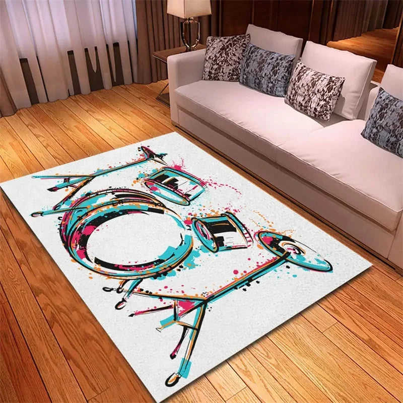 Drum Kit Carpet for Living Room Bedroom Decoration Music Instruments Area Rugs Non-slip Home Lounge Floor Mat Kitchen Doormat