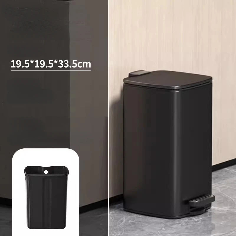 8L Bathroom Trash Can with Lid and Inner Bucket,410 Stainless Steel Step Pedal Waste Bin,Narrow Metal Wastebasket,Toilet Garbage