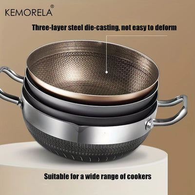 26/28/30CM Frying Pan Hot Pot Stainless Steel Non Stick Pan Honeycomb Soup Pot Bottom With Lid Induction Cooker Gas Stoves