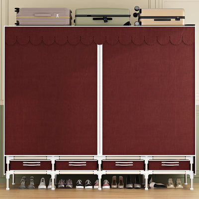 Simple wardrobe with drawers, fabric, dust-proof and durable assembly, suitable for dormitory, bedroom, rental room