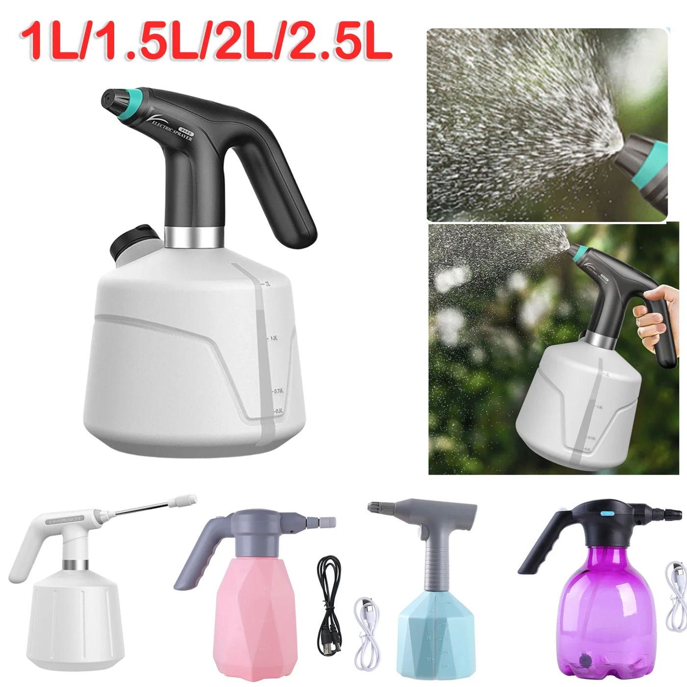 2L Electric Sprayer Plant Spray Bottle Automatic Watering Fogger USB Sanitizing Sprayer Hand Watering Machine Plants Garden Tool