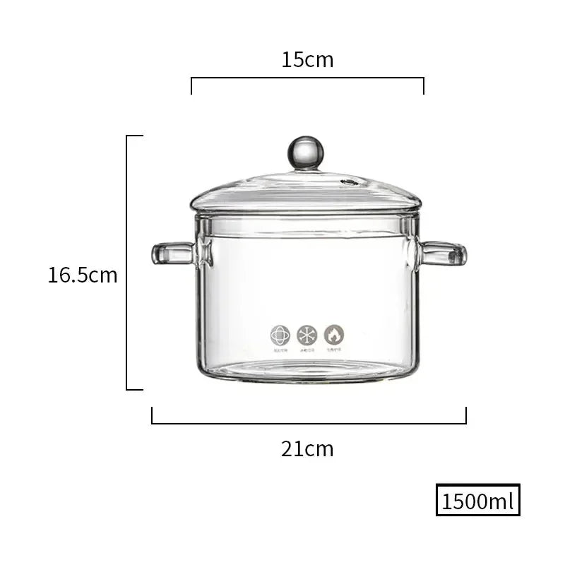 Heat-Resistant Glass Soup Pot Transparent Soup And Stock Pot Household Glass Bowl Kitchen Utensils Gas Stove Induction