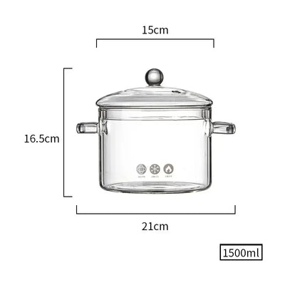 Heat-Resistant Glass Soup Pot Transparent Soup And Stock Pot Household Glass Bowl Kitchen Utensils Gas Stove Induction