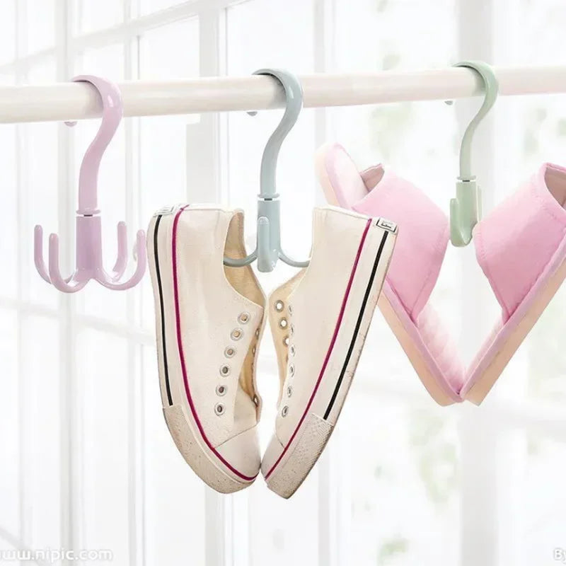 1PC Multi-functional swivel four claw hooks space-saving hanging clothes hanging bags hat hooks