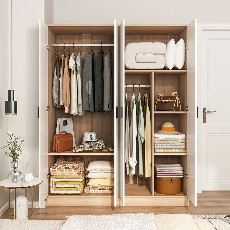 Small Wardrobe Household Bedroom Wooden Cabinet Simple Assembly Wardrobe Strong Durable Rental Room