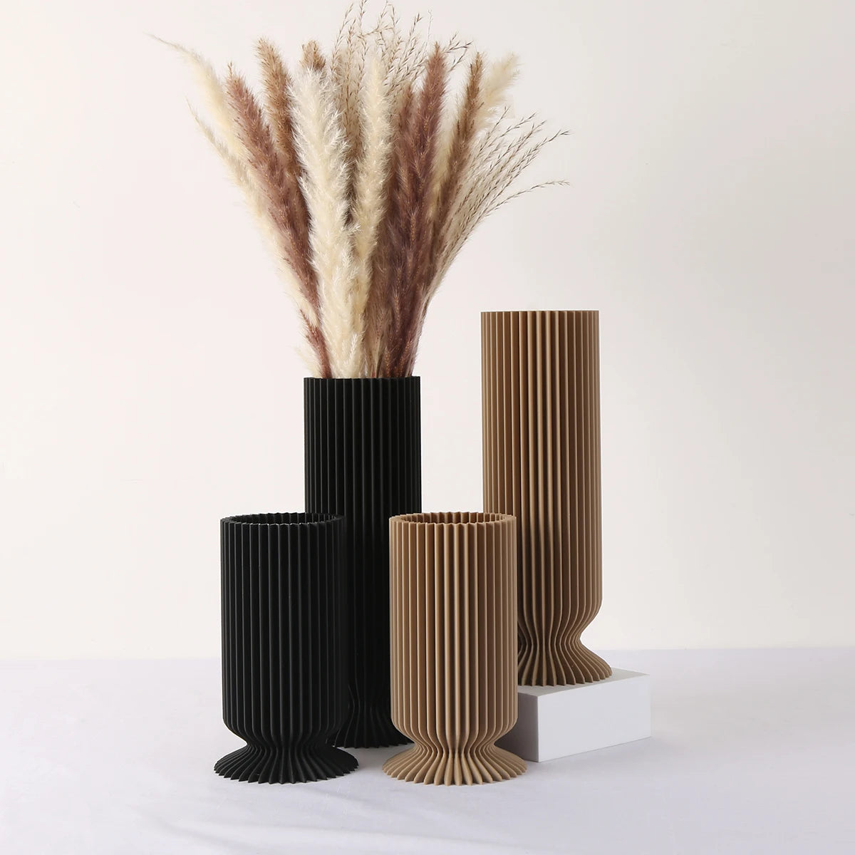 Elegant Black Plastic Vase - Boho Chic Decorative Centerpiece for Home, Office, and Living Room