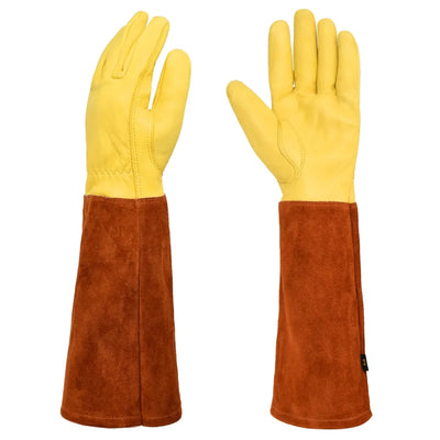 Gardening Gloves for Women Rose Pruning Thorn & Cut Proof Long Elbow Durable Cowhide Leather Gardening Gloves for Pruning