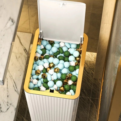 15/12L Trash Can with Lid Semi Automatic Large Capacity Garbage Bin Toilet Living Kitchen Bedroom Waterproof  Slim Trash Bin