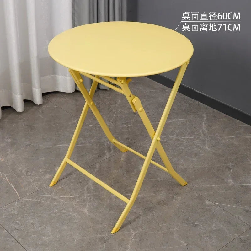 Folding round table balcony office negotiation portable light luxury dining table rental home