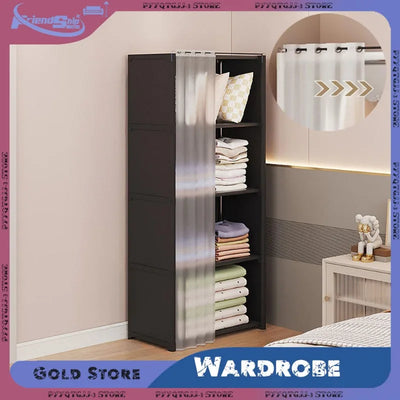 Wardrobe Storage Rack Multi-layer Dustproof Storage Cabinet Multifunctional with Curtains Bedroom Portable Clothe Home Furniture