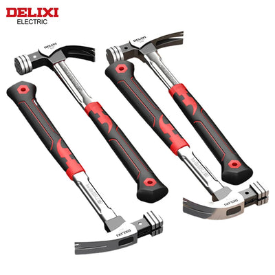 DELIXI ELECTRIC Hammer,High Carbon Steel Multifunction Non-slip Shockproof Hammer Hand Tool Magnetic Claw Hammer for Woodworking