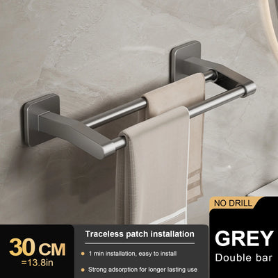 Bathroom Hand Towel Rack Towel Holder Wall Mount No Drill Mount 30/40/50cm Towel Bar Plastic ABS Double Bar 2 Tier Apartment