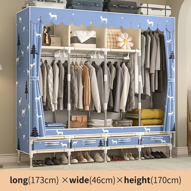 Simple wardrobe, household bedroom, cloth wardrobe, rental house, sturdy, durable, economical assembly