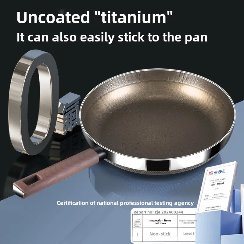 316 stainless steel frying pan, uncoated household titanium non-stick pan, omelette, steak frying pan, electromagnetic universal