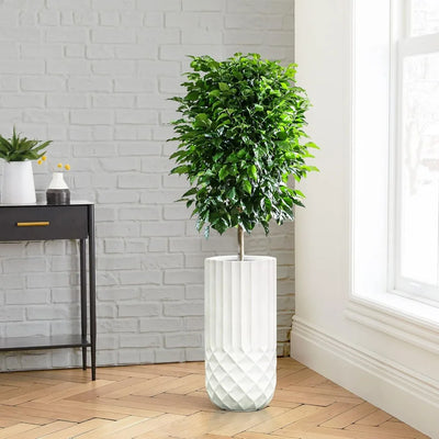 LuxenHome Planter for Outdoor Indoor Plants 25" H White Tall MgO Plant Pots Planting Flower Large Pot Planters Modern