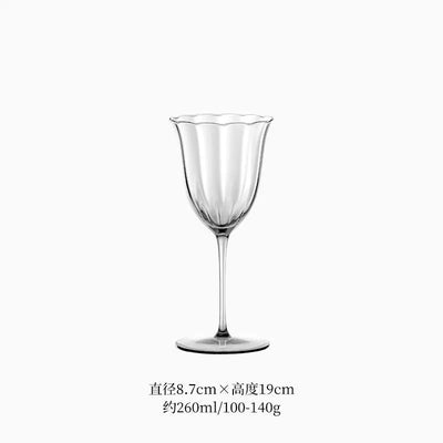 Nordic Retro Flower Wine Glasses Champagne Cup Set Crystal Goblet Glass Cocktail Glass Martini Cup Ribbed Pink Green Wine Glasse