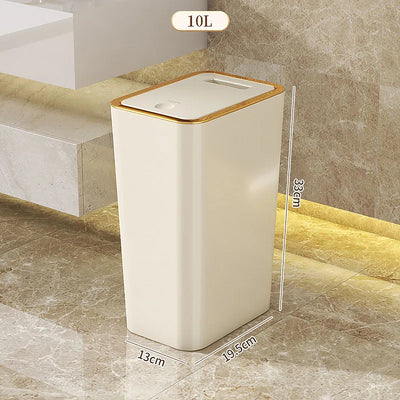 Trash Can with Lid Semi Automatic Large Capacity Garbage Bin Toilet Living Kitchen Bedroom Press Plastics Trash Bin Home Supply