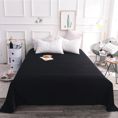 100% Pure Cotton Black Flat Sheet 1pc High Quality Solid Color Soft And Comfortable Bed Sheet постельное белье (No Pillowcase）