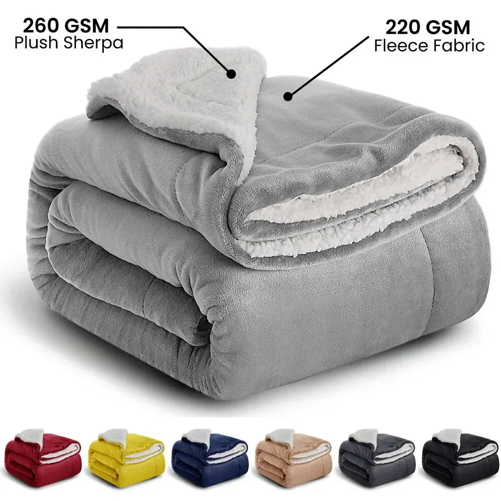 Large Sherpa Fleece Blanket Double Thick Soft Warm Bed Sofa Throw Blanket Double King Size Winter Warm Blankets