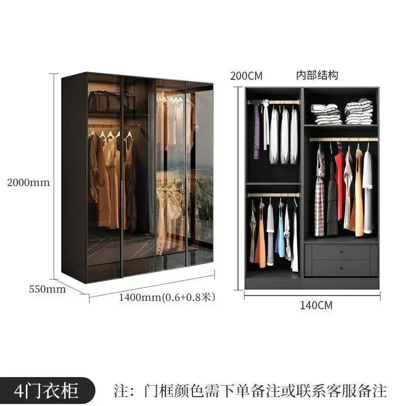 Women Oganizers Wardrobe Drawers Simple Modern Hanger Rail Wardrobes Glass Sliding Door Unique Roupeiro De Quarto Furnitures