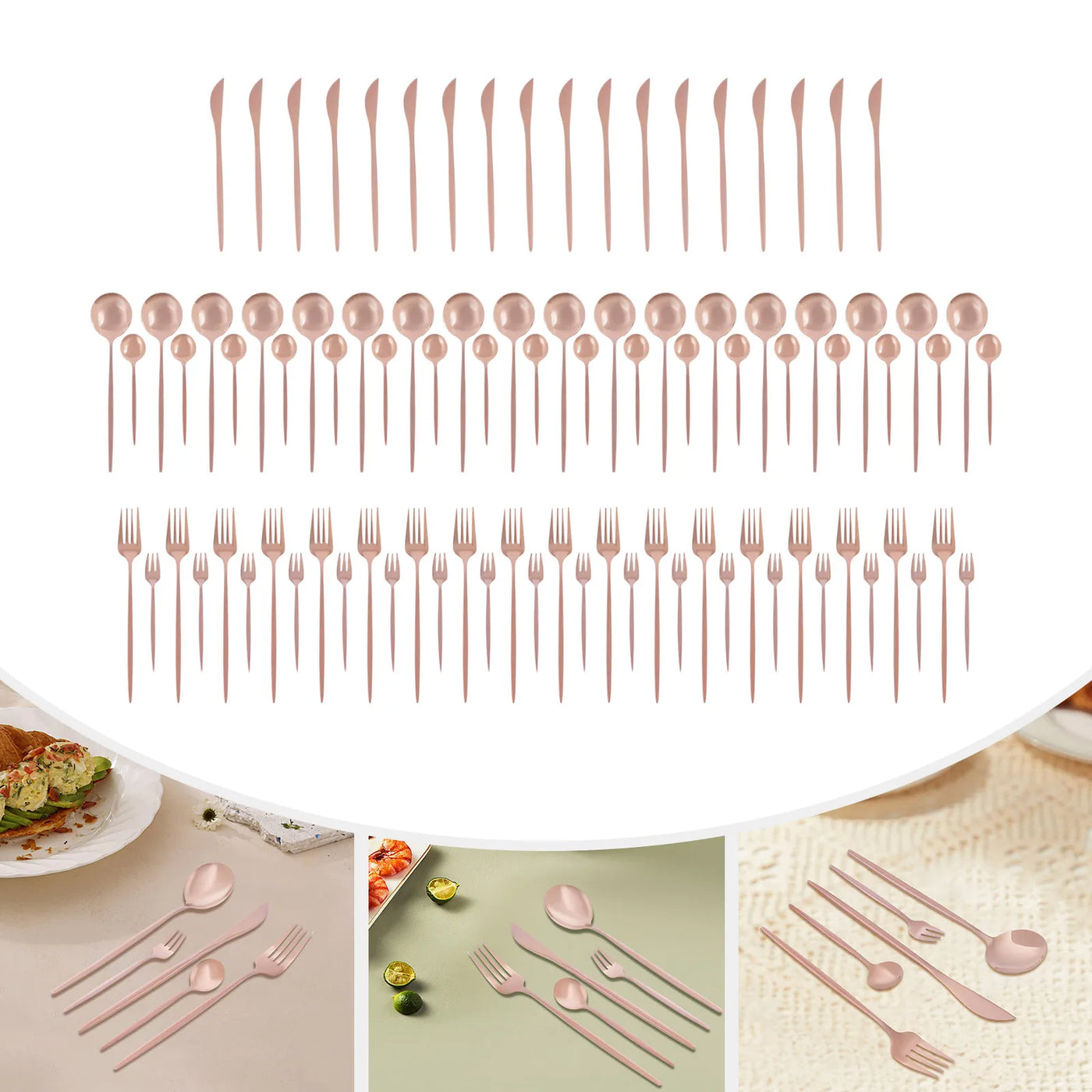 24Pcs/90Pcs Flatware Set Stainless Steel Silverware Utensil Kitchen Tableware Forks Knives Spoons Cutlery for Home Restaurant