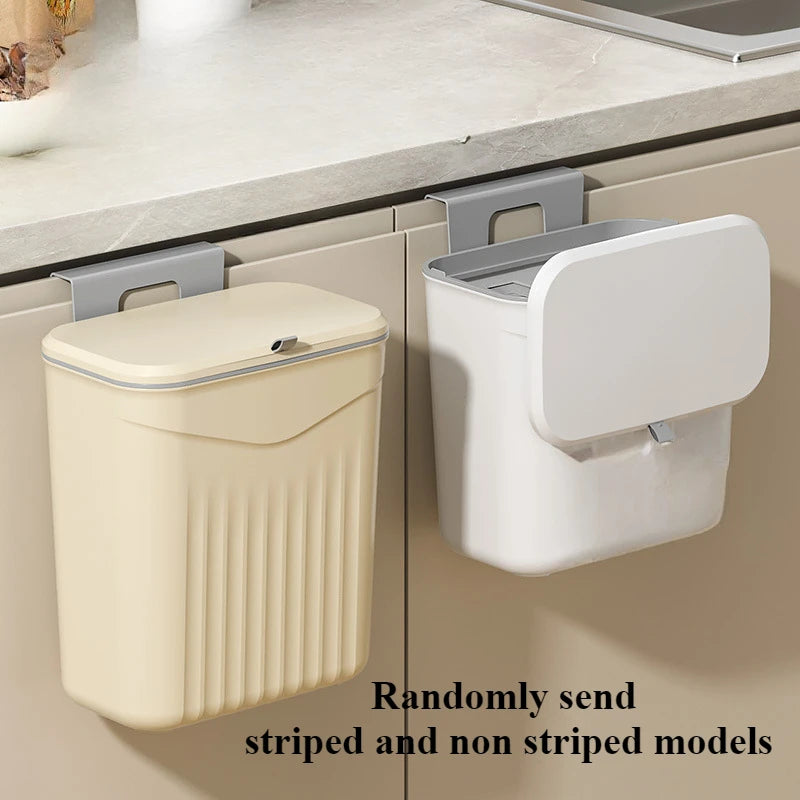 Effortless Cleanup Space-Saving White Wall-Mounted Trash Bin for Kitchen - Durable Plastic, Multi-Functional Garbage Storage