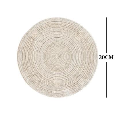 4/2pcs Round Table Mat Woven Ramie Placemats Washable Anti Slip Dining Table Mats Tableware Bowl Pads Kitchen Drink Cup Coasters