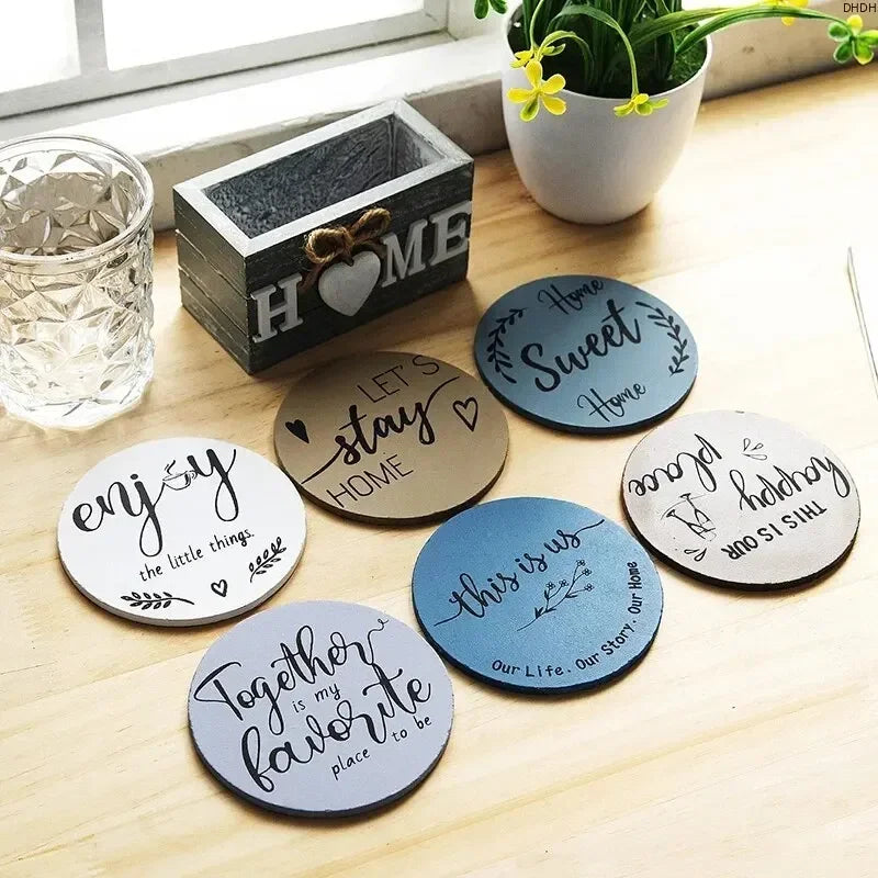 Home Love Wooden Set Insulated Coasters Kitchen Tableware Anti Scald And Household Use Cup Trays Decor Accessories