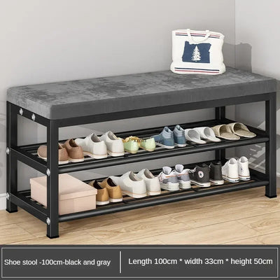 Mobile Coat Rack Shoe Bench Bedroom Metal Hanging Clothing Home Entryway Furniture Clothes Rack Shoe Bedroom Stool