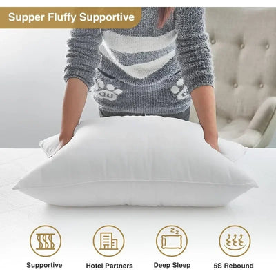 Bed Pillows for Sleeping, Cooling Hotel Quality with  Soft 3D Down Alternative Fill for Back, Stomach , White 2 Count