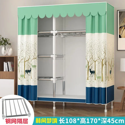 Simple Steel Frame Wardrobe  Easy Assembly, NonWoven Fabric Closet, Durable Storage Solution, Bedroom Organization