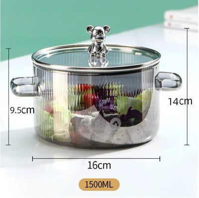 Glass Soup Pot High Temperature Resistant with lid Dual Handles Transparent Borosilicate Induction Kitchen Cooking Pan Saucepan