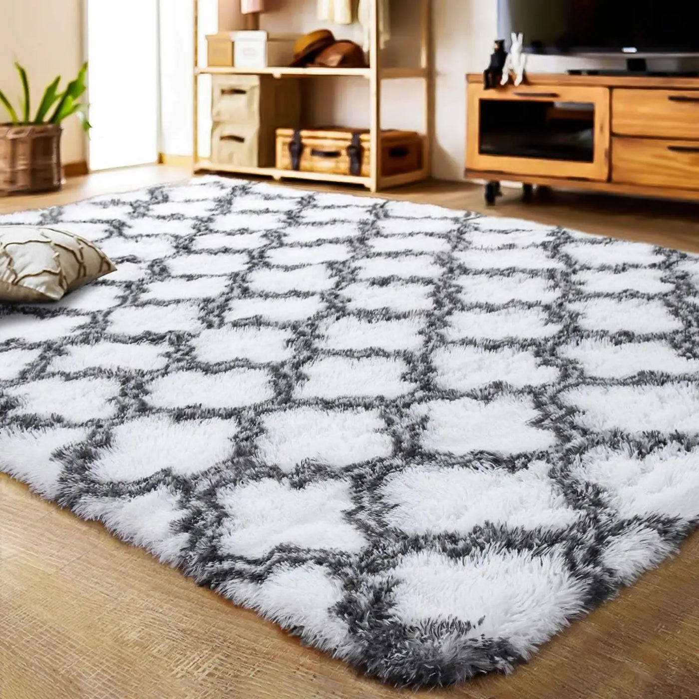 VIKAMA Geometric Plush Carpet Large Area Living Room Decoration Coffee Table Bed Mat Ultra Soft Carpet For Children's Bedroom